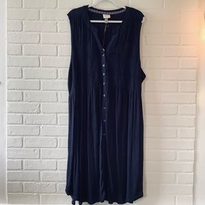 Knox Rose, Navy Blue, Button-down, Sleeveless, 2X Dress, New with Tags